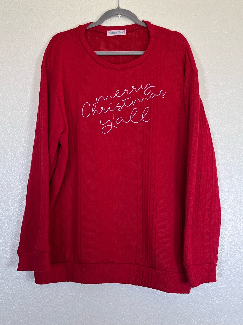 Red "Merry Christmas Y'all" Crewneck Sweater, size 3X